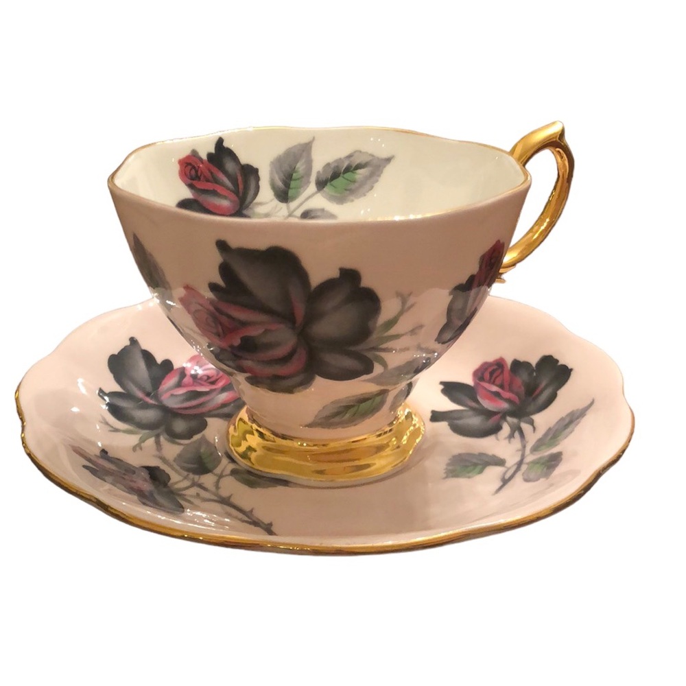Royal Albert, Teacup and Saucer, Set, Bone China, With Roses, Gold Coloured Trim